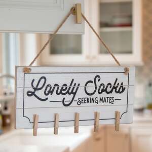 Lonely Socks Seeking Mates Shiplap Clip Sign 36282;