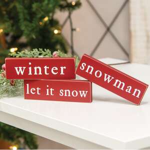 Let It Snow, Winter or Snowman Thin Mini Block, 3 Asstd. 36337;
