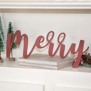 Red "Merry" Hanging Script Sign 36355;