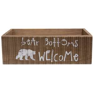 Bear Bottoms Welcome Rustic Wood Box