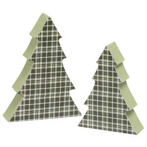 2/Set, Green Plaid Chunky Trees