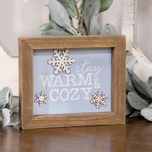Stay Warm & Cozy Snowflake Framed Sign 36480