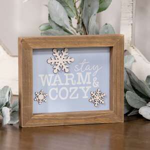 Stay Warm & Cozy Snowflake Framed Sign 36480;