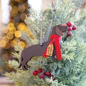 Furry & Bright Wiener Dog Ornament 36591