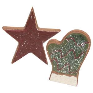 2/Set, Mitten & Star Wooden Cookies #36662