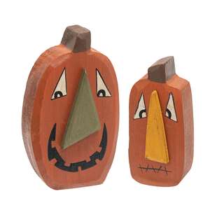 2/Set, Funny Face Chunky Jack O Lantern Sitters