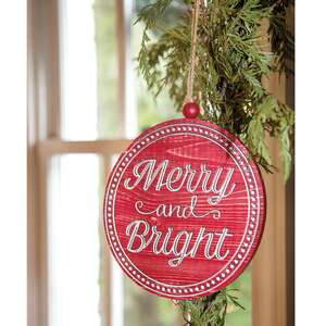 Merry & Bright Wood Hanging Sign 60440