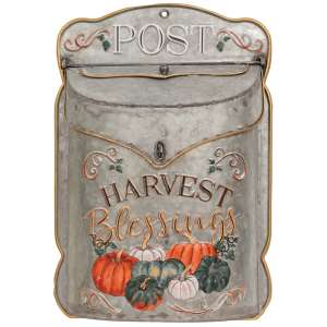 Harvest Blessings Pumpkin Metal Post Box #60443
