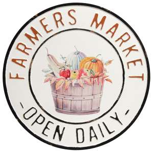 Farmer's Market Open Daily Round Metal Sign #65277