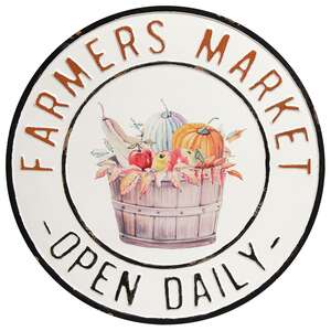 Farmer's Market Open Daily Round Metal Sign #65277