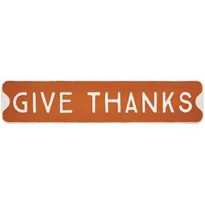 Give Thanks Orange Metal Sign