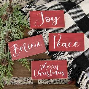 Holiday Script Red Word Block, 4 Asstd. 91115;