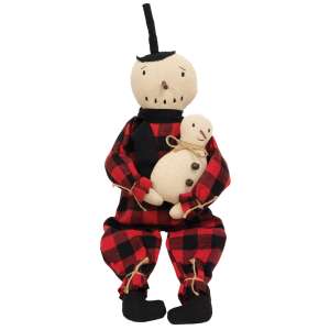 Snowman & Baby Buffalo Check Doll #CS38451