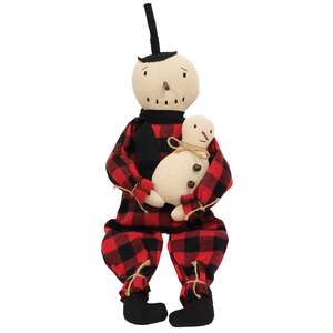 Snowman & Baby Buffalo Check Doll #CS38451