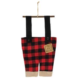 Santa's Buffalo Check Suspenders Large Hanger Ornament #CS38456