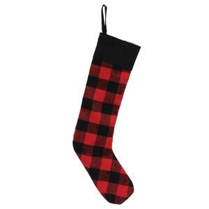 Red & Black Buffalo Check Fabric Stocking Ornament