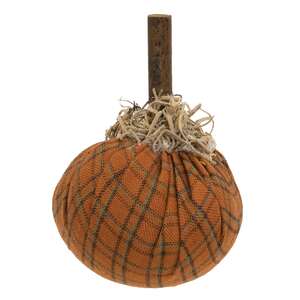 Orange Plaid Mossy Pumpkin 3"