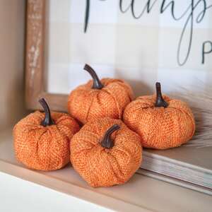 Orange Burlap Pumpkins 2.25", 4/Pack RJAF2010