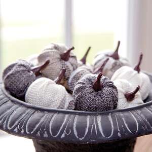 Cream & Gray Burlap Pumpkins 1.5", 12/Pack RJAF2013;
