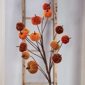 Multi-Color Velvet Pumpkin Pick, 34" RJAF2019;