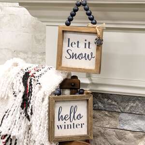 Winter Sayings Snowflake Beaded Sign, 2 Asstd. 35651