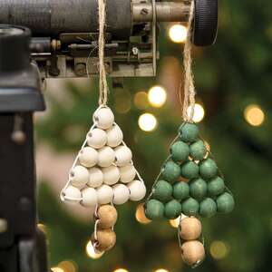 Wooden Bead Christmas Tree Ornament, 2 Asstd. 36253;