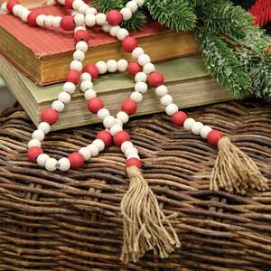 Red & Natural Bead Garland, 5ft 36308