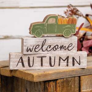 Welcome Autumn Green Truck Blocks, 3/Set 36313;