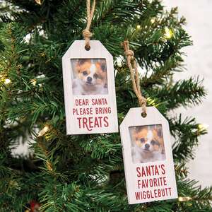 Santa's Favorite Wigglebutt Photo Tag Ornament, 2 Asstd. 36318