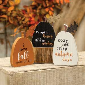 Rustic Fall Words Pumpkin Blocks, 3/Set 36360;