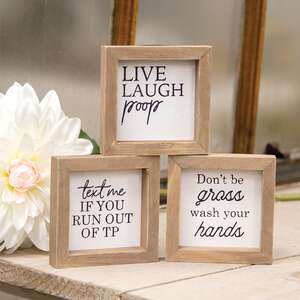 Live, Laugh, Poop  Mini Sign, 3 Asstd. 36373;