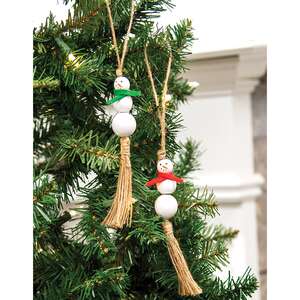 White Bead Snowman Ornament, 2 Asstd. 36406;