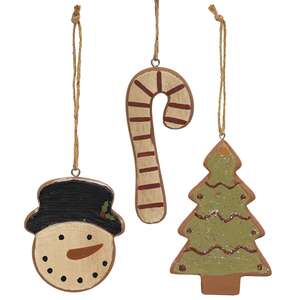 3/Set, Wooden Christmas Cookie Ornaments with hangers