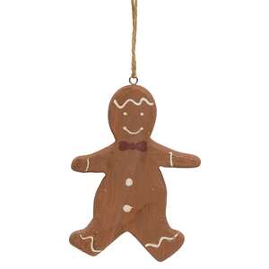 Wooden Gingerbread Man Cookie Ornament with hanger