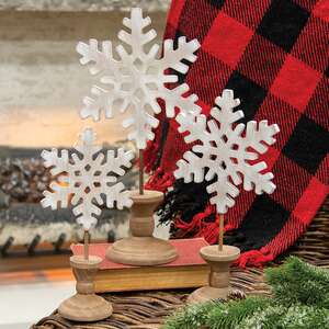 Distressed Wooden Snowflake Spindles, 3/Set 36767