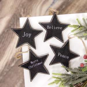 Black Star Christmas Words Ornament, 4 Asstd. 36776