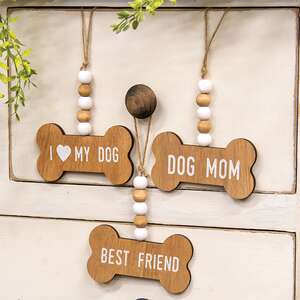 Dog Mom Beaded Bone Ornament, 3 Asstd. 36783;