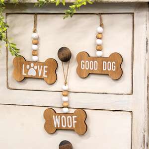 Good Dog Beaded Bone Ornament, 3 Asstd. 36784;
