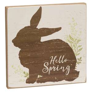 Hello Spring Bunny Silhouette Block Sign #36834