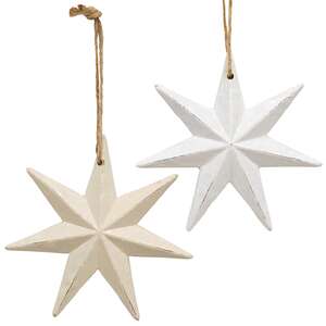 Distressed Wooden Moravian Star Ornament, 2 Asstd.