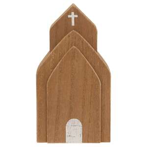 Layered Antiqued Wooden Church Sitter #37058