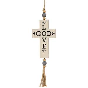 Love God Beaded Cross Ornament