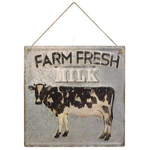 Farm Fresh Milk Gray Hanging Metal Sign #75045