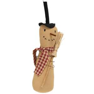 Primitive Snowman with Check Scarf