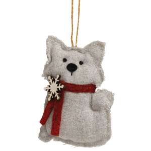 Gray Christmas Cat Fabric Ornament