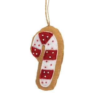 Beaded Candy Cane Fabric Ornament #CS38681