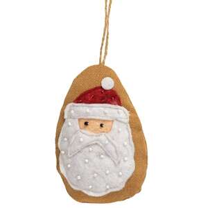 Beaded Santa Fabric Ornament