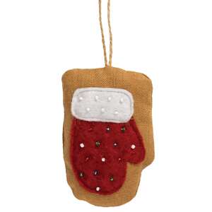 Beaded Mitten Fabric Ornament
