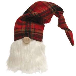 Large Red & Black Plaid Hat Gnome #CS38698