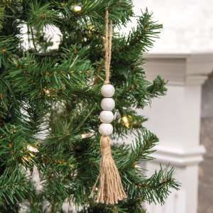 White Wooden Bead Ornament, 10.75" 60413